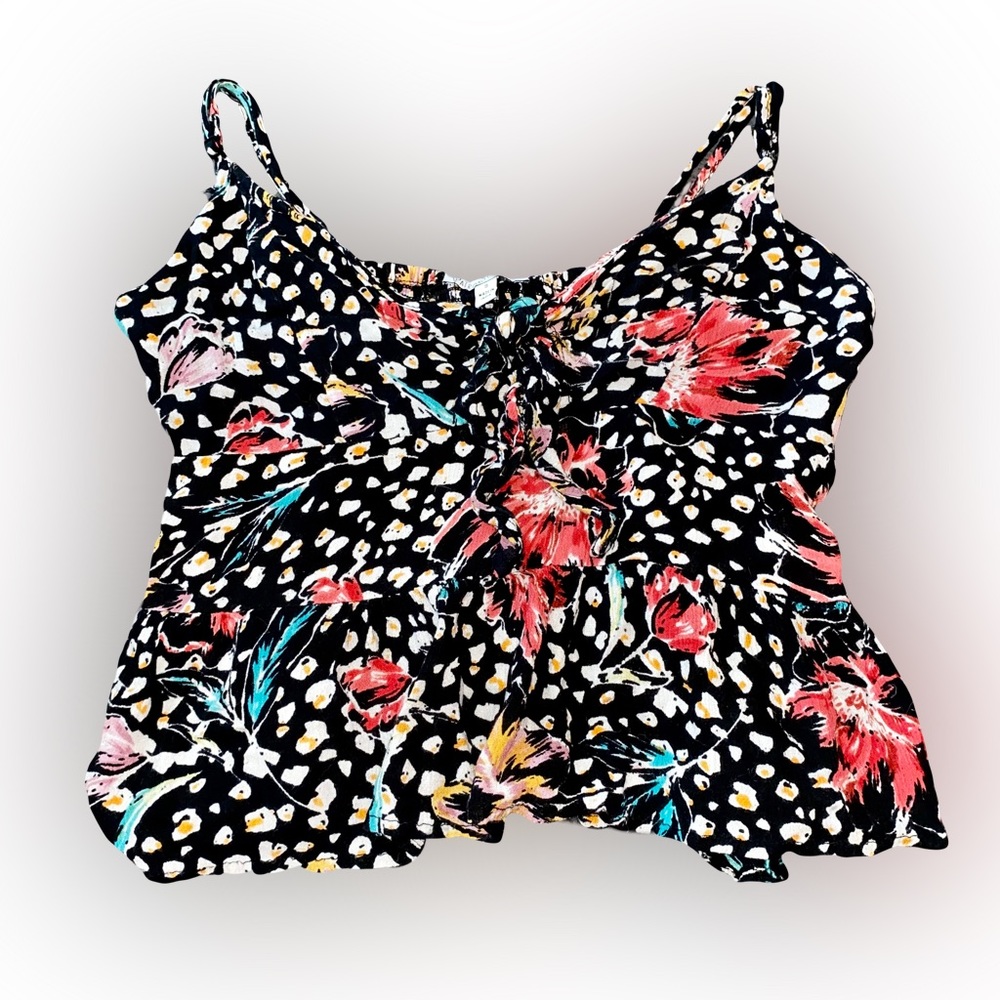 PATRONS OF PEACE BLACK FLORAL TANK TOP // SIZE SMALL🌸